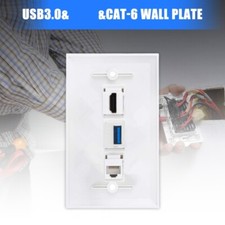 Multiple Interfaces Wall Plate Featuring USB 3.0 and Cat6 RJ45 Support Keystones