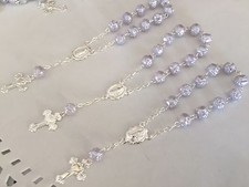 25 Pc Mini Rosary OYSTER GRAY COLOR/ Baptism Favors/Recuerdos De Bautizo