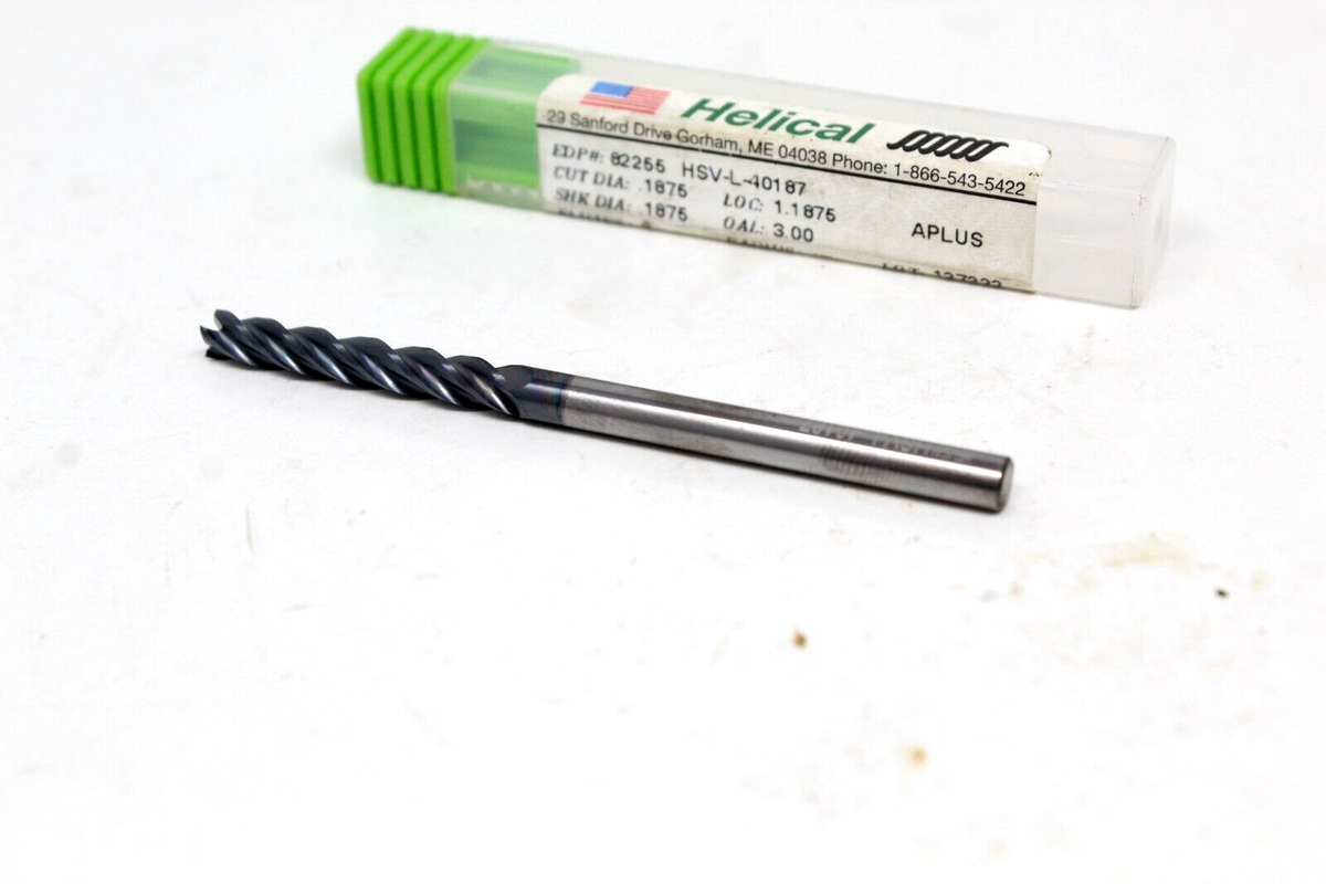 Helical #82255 HSV-L-40187 Cut Dia..1875 LOC: 1.1875 4FL OAL: 3.00