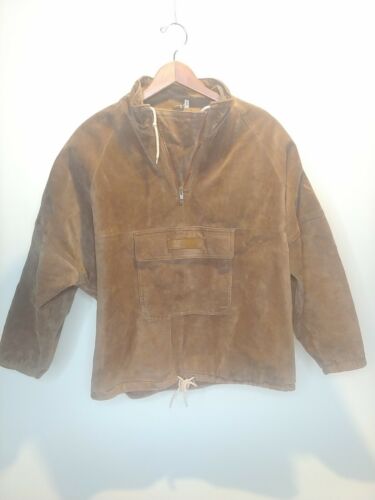 Leather pullover jacket/coat leather with draw string and pouch - Picture 1 of 7