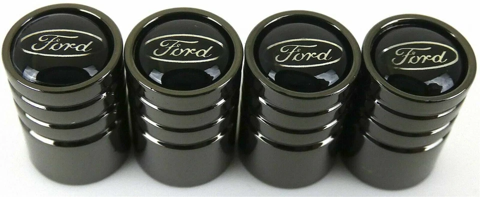 4x Ford Tire Valve Stem Caps For Car, Truck Universal Fitting (Metallic Black) - Image 3 of 4