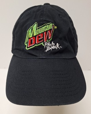 Mountain Dew Pitch Black Baseball Hat Embroidered Logo Promo Merch Adustable