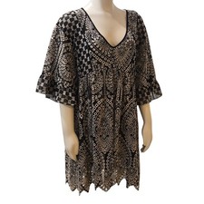 Anthropologie Akemi + Kin Dress 6 Black White Embroidered Eyelet Empire Waist
