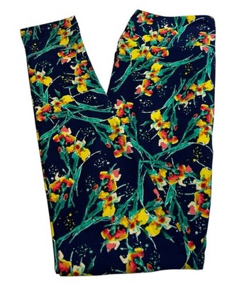 LuLaRoe Leggings OS One Size Floral Modern WATERCOLOR IRIS Colorful Fun Abstract