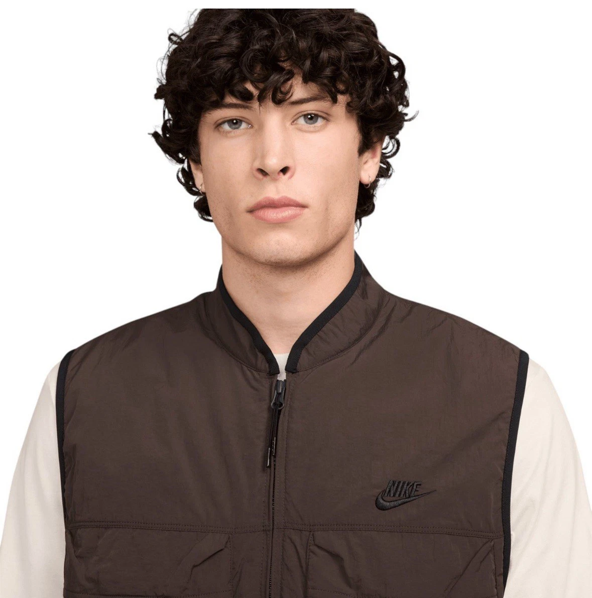 NEW Nike FZ0748-237 Tech Woven Brown Nylon Pockets FZ Utility Wind Vest Men's S