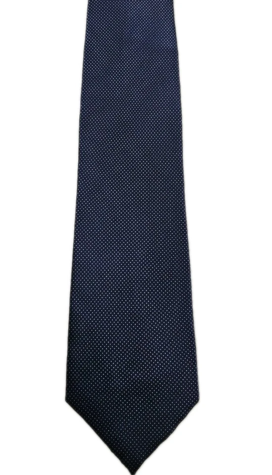 Corbata de cuello ZILLI dorada azul marino patrón geométrico 100 % seda hecha a mano en Italia Foto 2 de 4