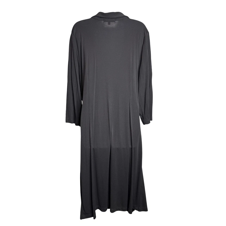 Karen Kane Black Wrap Midi Dress Sz 2X Collared Long Sleeve Tie Waist Stretchy - Image 2 of 4