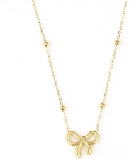 Bow Necklace for Women Bowknot Choker Necklace 14K Gold Plated Ribbon Choker Nec