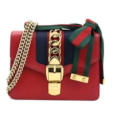 Auth GUCCI Sylvie Shoulder Bag Red Leather - r10586a