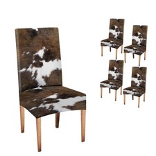 Chair Covers for Dining Room Set of 4,Cowhide Printing Spandex Stretch Dining...