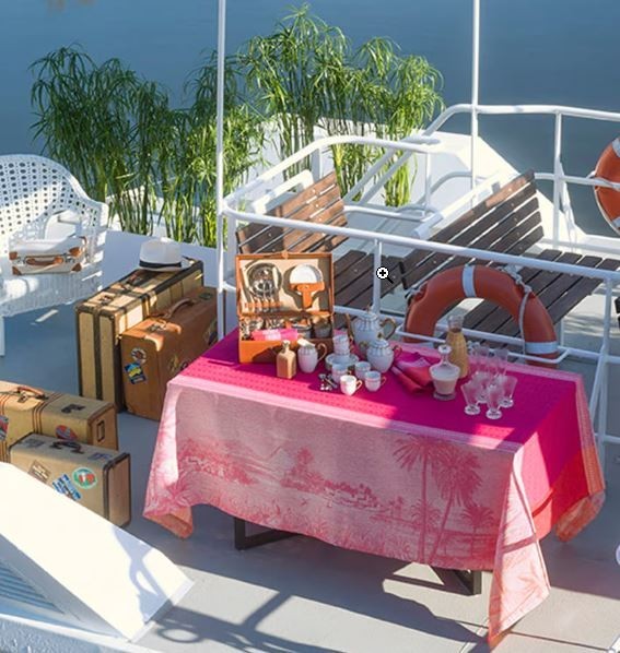 Nappe 100% lin Orchidée Croisière sur le Nil | Linge de table noble 120x120cm