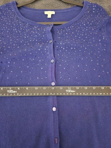 Talbots Damen Strickjacke Pullover Übergröße 2x 18W 20W Perlen Pailletten blau - Bild 8 von 11