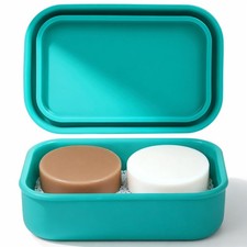 Travel Soap Case, Silicone Shampoo Bar Holder with Drain Pad