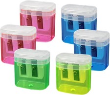 ZUFECY 6 Pack Dual Hole Pencil Sharpener with Debris Chamber, Child-Safe Manual 