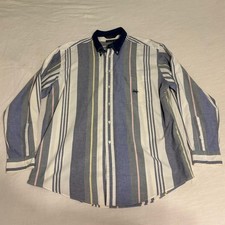 Vintage Nautica Button Down Multi Color Striped Shirt Stitched Logo Mens XL