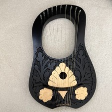 Rosewood lyre harp 10 string black /Golden Engraved with Free key