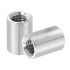 2Pcs 304 Stainless Steel M12x1.75mm Round Coupling Nuts, 0.71x0.98"(ODxH)