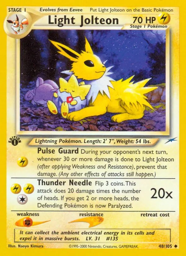 Light Jolteon - 48/105 - Pokemon Neo Destiny 1st Edition Rare Card WOTC NM