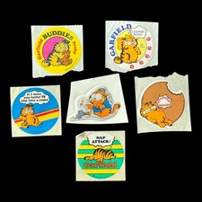 Lot of 6 Vintage 1980s Garfield Stickers Collection - 1978 Jim Davis
