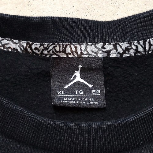 Felpa girocollo Air Jordan III 3 nero grigio cemento stampa elefante - Taglia XL - Foto 6 di 8