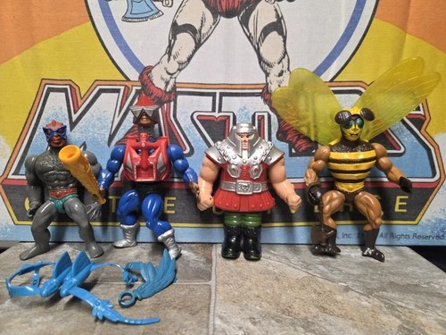 Lot 4 Vintage 1980s Mattel Masters of the Universe Action Figures He-Man See Dis