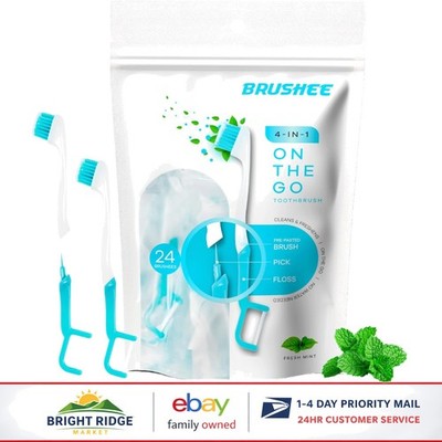 Disposable Oral Care Set with Mini Toothbrush, Floss, and Toothpick - 24 Count