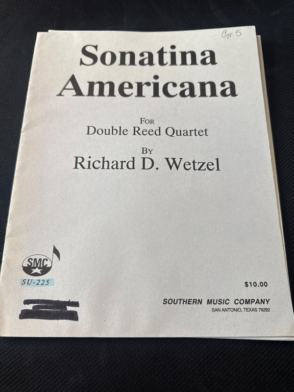 Sonatina Americana for Double Reed Quartet by Richard Wetzel SU-225 Music Book