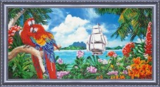 Bead Embroidery Kit "Tropical Paradise" Stitching Handmade Beadwork