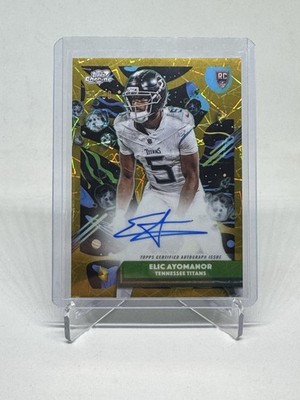 2025 Topps Cosmic Chrome Elic Ayomanor Auto RC Gold Interstellar Refractor #/50