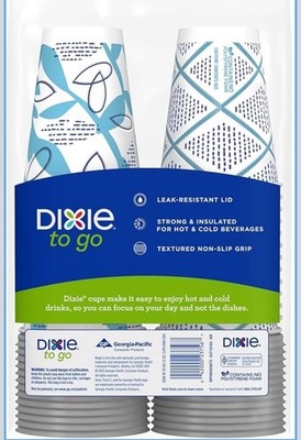 Dixie to Go Disposable Hot Beverage Paper Coffee Cups with Lids, 12 Oz, 26 Count