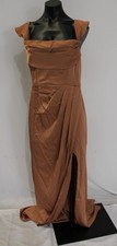 Azazie Women's Mermaid Off Shoulder Bridesmaid Dress EJ3 Bronzer Size 12 NWT