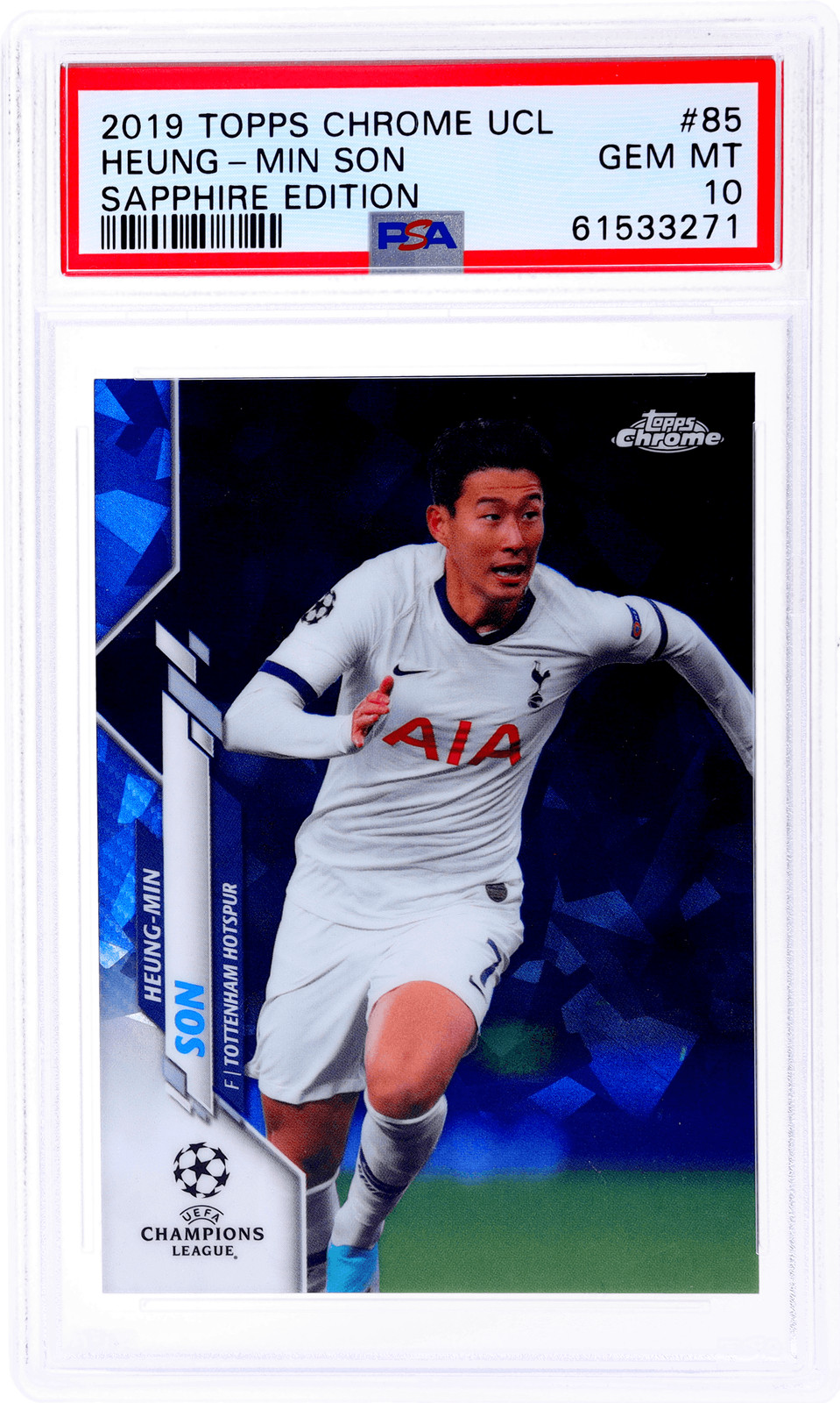 2019 Topps Chrome Sapphire UEFA Champions League Heung-Min Son #85 PSA 10