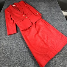 Vintage Pendleton Women's Suit Set Blazer 8-Skirt 10 100 Virgin Wool Red USA
