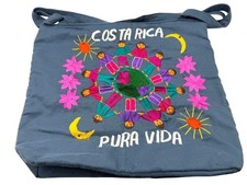 Handmade Costa Rica Pura Vida Embroidered Women's Shoulder Bag Zip Closure READ