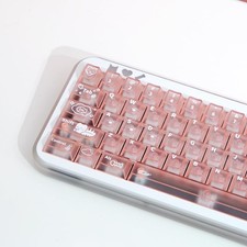 KBDiy Sweet Pink Jelly Keycaps - 140-Key Transparent Cat-Themed Set Cute Full...
