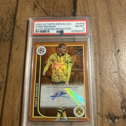 Paris Brunner Rookie /25 Gold Autograph Card from Topps 2023/24 UCC Merlin Psa8