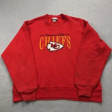 VINTAGE Kansas City Chiefs Sweatshirt Mens Large Red Chalk Line Crewneck 90s