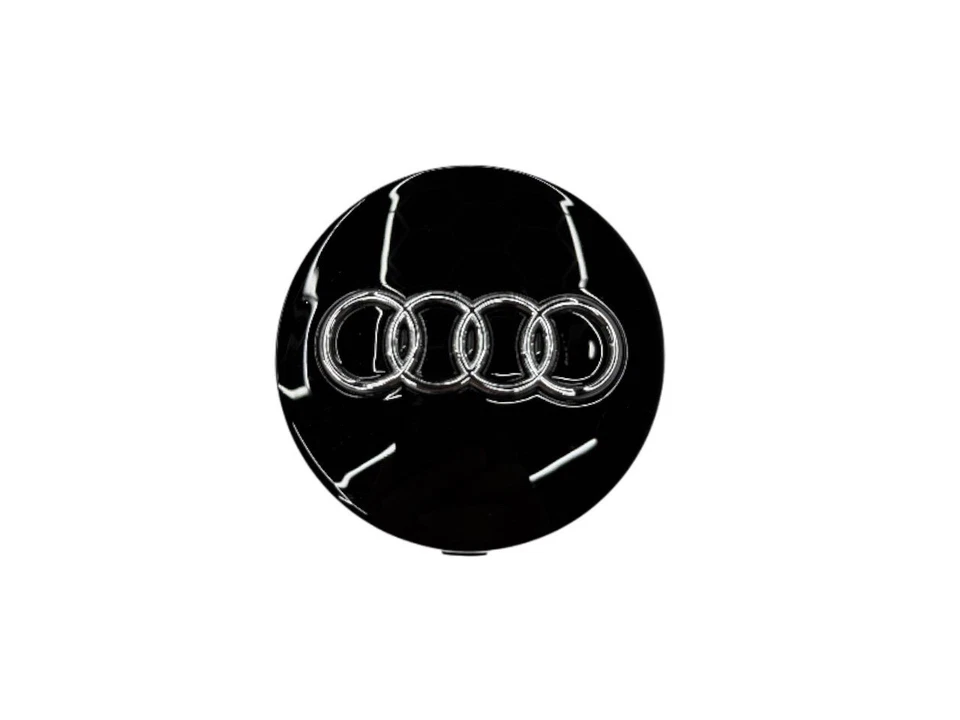 SET OF 4 AUDI WHEEL CENTER CAPS BLACK BASE CHROME LOGO 60MM A3 A4 A6 A8 Q7 TT - Image 4 of 4
