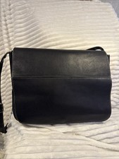 VTG Black Leather Messenger Bag LW Briefcase Laptop College 15.5  W 12  T 4  Depth