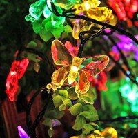 Lichterkette Schmetterling LED Solar Garten Terrasse Hochzeit Party 5M