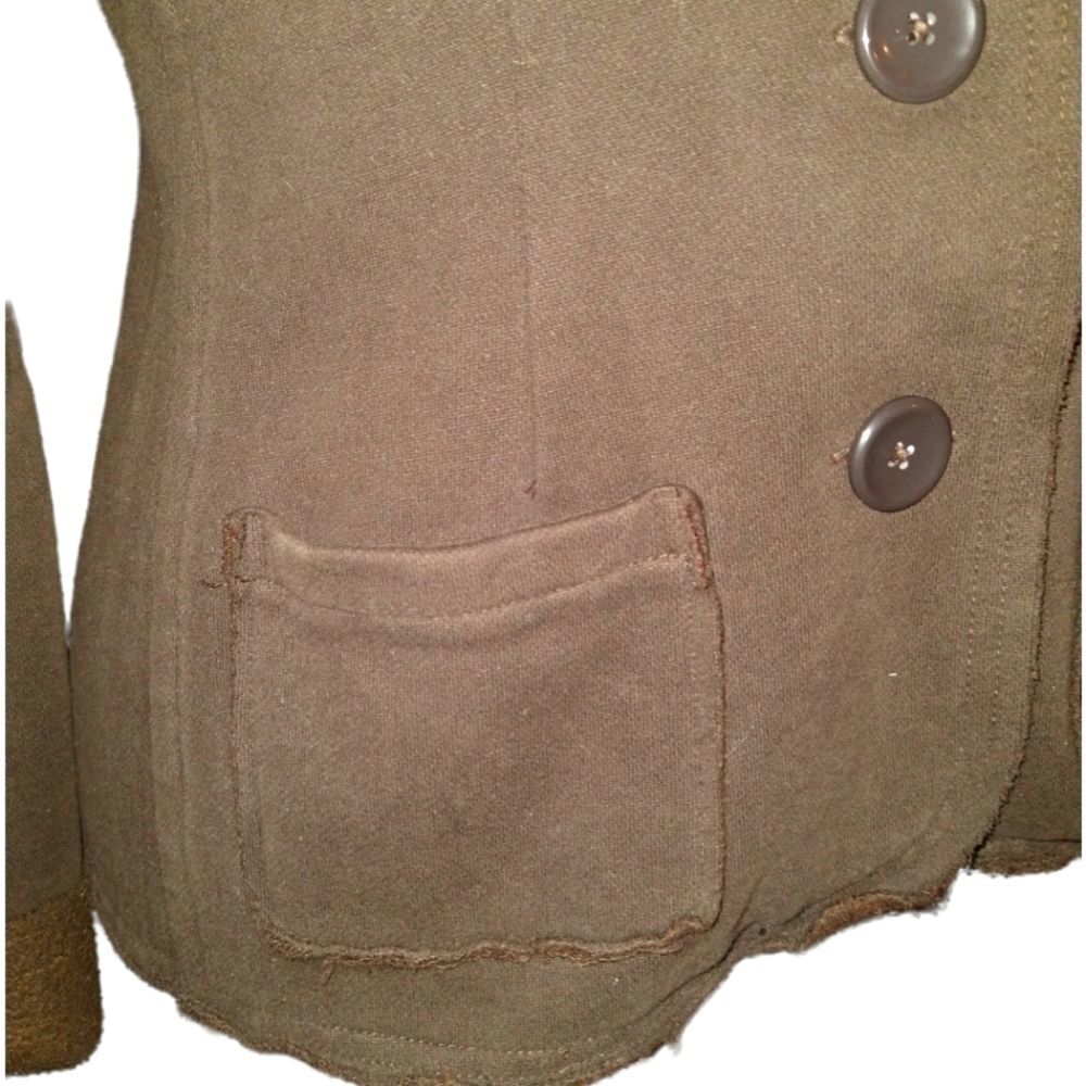 GAP Brown Distressed Button Down Collared Knit Ja… - image 6