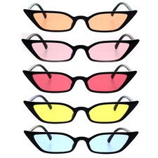 Womens Gothic Vintage Style Cat Eye Plastic Pop Color Lens Sunglasses