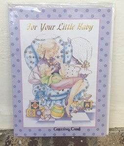 Vintage "For Your Little Baby" two piece greeting card in cellophane w/envelope