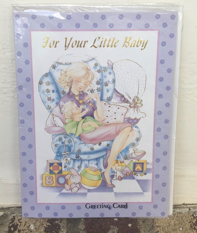 Vintage "For Your Little Baby" two piece greeting card in cellophane w/envelope