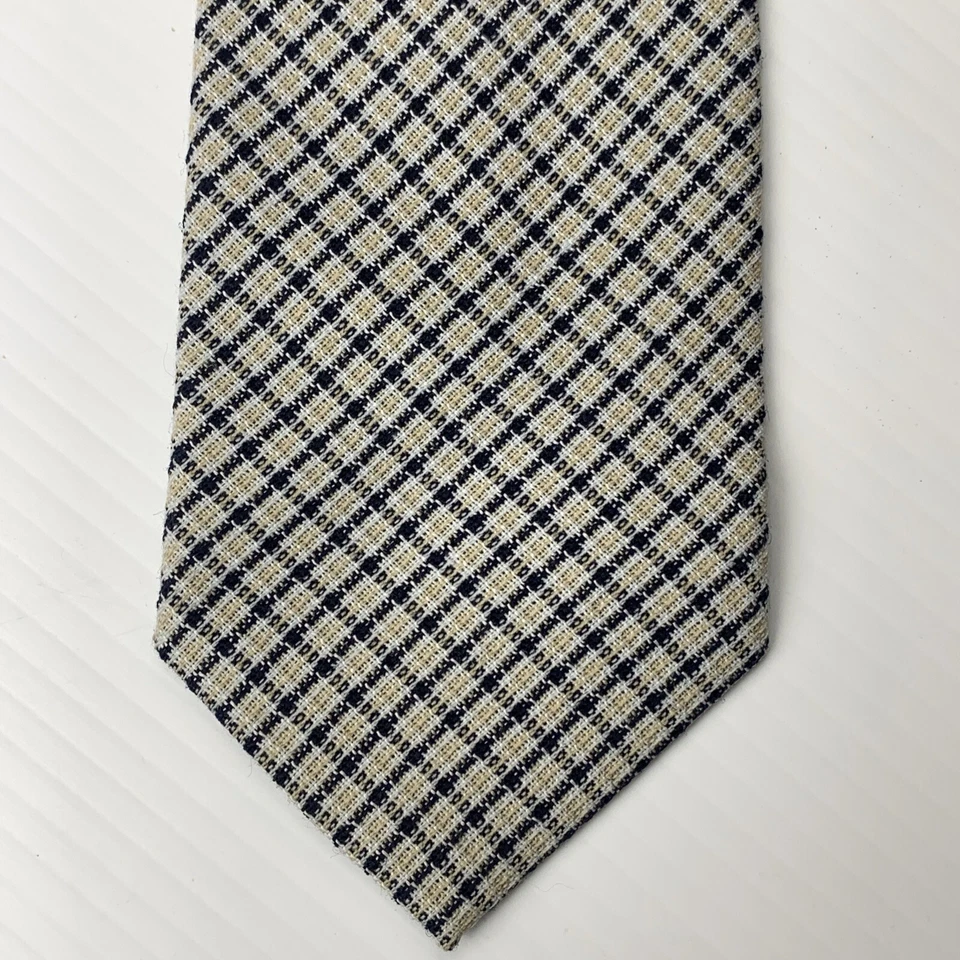 VIVA Silk Necktie Men's Size 3 1/8" x 55 1/2" Ivory Gray Black Check Tie Church Foto 2 de 4