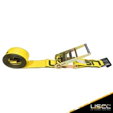 US Cargo Control 4 Inch x 27 Foot Yellow Ratchet Strap w/Flat Hooks