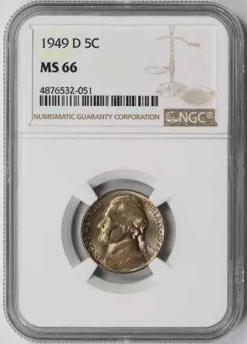 1949-D Jefferson Nickel 5C MS 66 NGC
