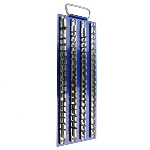 80 Metal Socket Rail Tray Holder 1/4 3/8 1/2 Dr Large Storage Rack c/w Handle - Picture 2 of 5
