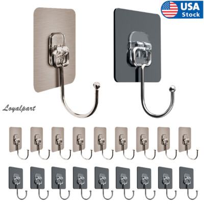 #ad Adhesive Sticky Hooks Heavy Duty Rotatable Wall Seamless Hangers Stainless Steel $8.20