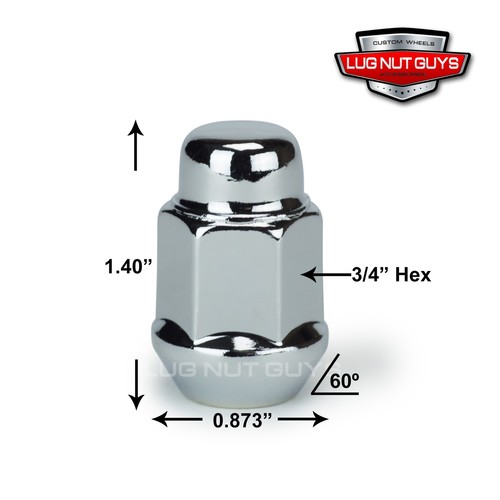 25 New Chrome Bulge Acorn Lug Nuts 1/2-20 1/2" - Picture 3 of 3